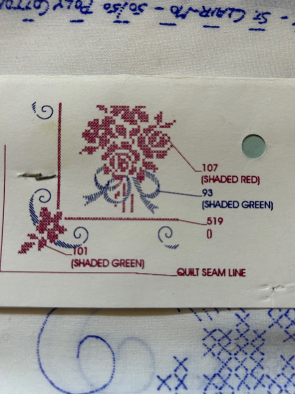 Quilting Tyme Embroidery Panel - Blue Floral Cross Stitch on Cream - Picture 5 of 5